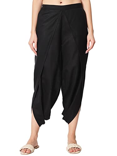 Image of 9rasa Women's Cotton Solid Harem Dhoti Pants for Casual FusionWear Workwear