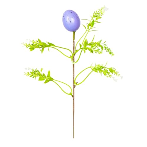 Decoración de Pascua, 1 pieza de palillos artificiales de huevos de Pascua artificiales de primavera, flores de lavanda, tallos en aerosol con huevos para el hogar, centro de mesa, jarrón, decoración