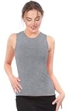 Kosher Casual Women's Modest Sleeveless Undershirt - Full Shoulder High Neck Layering Shell 3XL Charcoal