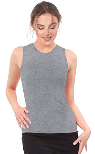 Kosher Casual Modest High Neck Tank Top for Women Full-Shoulder Sleeveless Shell 3XL Charcoal