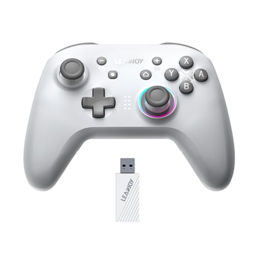 leadjoy Z1 Lite Switch Controller, Wireless Controller Compatible with Switch/PC, Android, iOS, Steam, RGB LED Lightning, Hall Effect Stick, Gyro Axis, Turbo, 2 Back Button(Whtie)