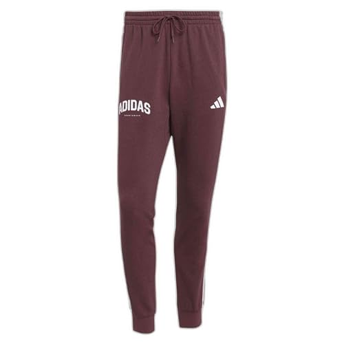 adidas Pantalones de chándal para hombre con diseño de 3 rayas, marrón, XXL