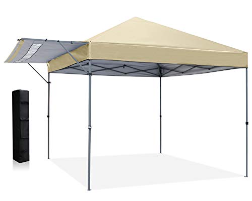 ABCCANOPY Cenador plegable de 3 x 3, totalmente impermeable, resistente al agua, con medio toldo ajustable, bolsas de peso extra (beige)