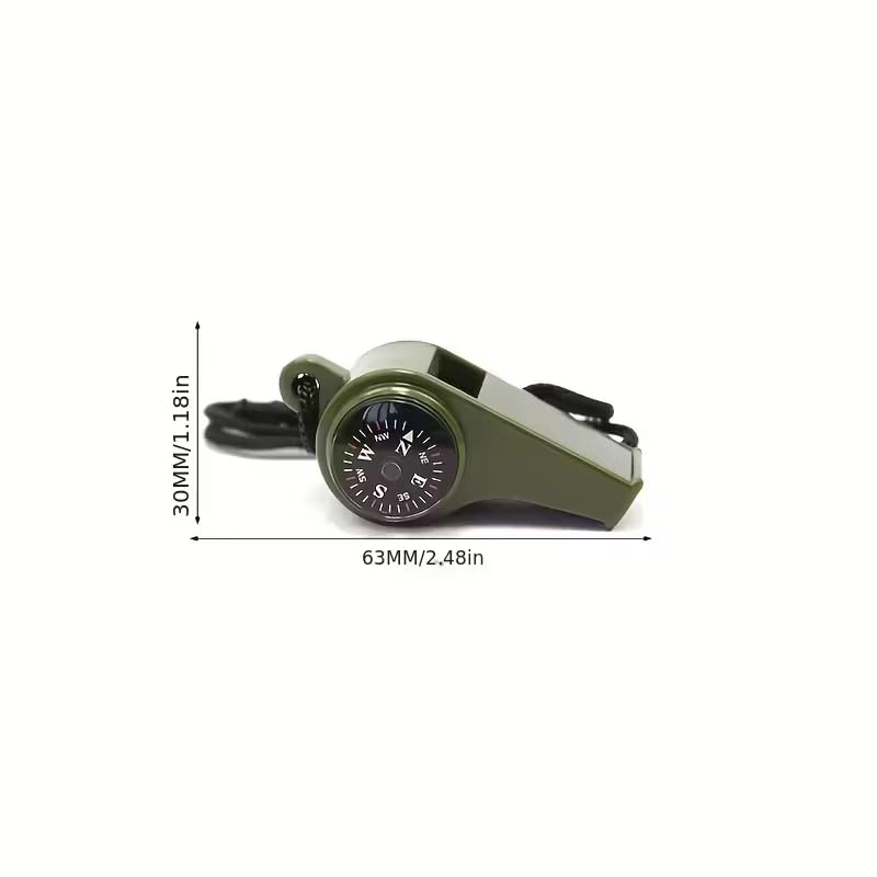 Silbato 3 en 1 con brújula y termómetro para camping miniatura 2