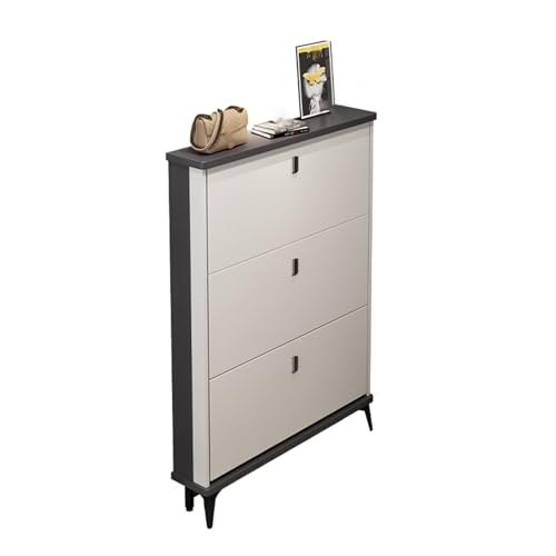 Meuble de rangement autoportant blanc gain de place avec étagère à chaussures