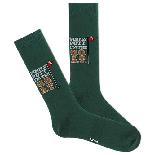K.Bell Men's Simply Putt Crew Sock 1 Pair Pack, Pine, Shoe Size: 6-12