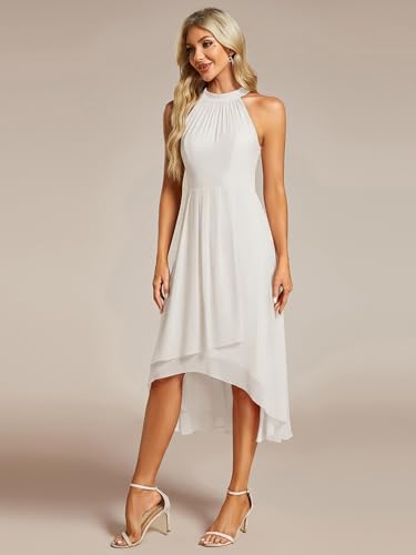 Image of Ever-Pretty Women's Halter Chiffon Midi Cocktail Wedding Guest Dress