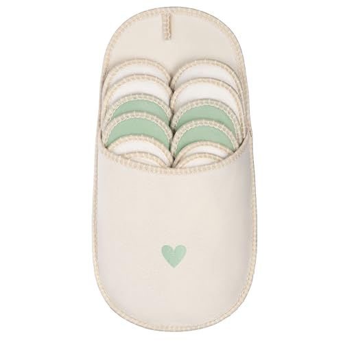 ONVAYA® Pantuflas para invitados ABS | pequeño corazón verde | Juego de 6 | Suela antideslizante | Pantuflas de fieltro | Talla 36 – 45 Zapatillas de casa de invitados, Beige Pequeño Corazón Verde,