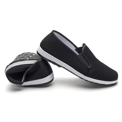 Tai Chi Shoes,Chinese Traditional Canvas Kung Fu Shoes, Martial Arts Old Beijing Shoes, Black Rubber Sole Unisex - Image 3