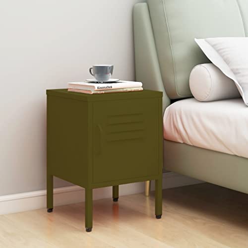 Petite armoire de rangement chambre table de chevet métal vert