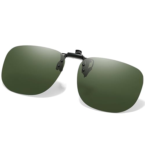 Image of Polarized Clip On Sunglasses Over Prescription Glasses Men Women Rimless Flip Up