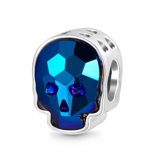 Image of GNOCE Skull Charm Bead Silver Pendant Dangle Charms fit Bracelet /Necklace Jewelry Gift for Women Men