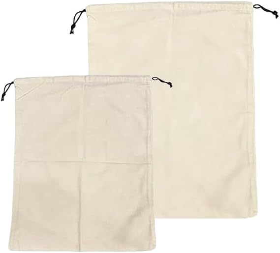 2 Pack Beige Cotton Handbag Dust Bags, Soft Cotton Drawstring Dust proof Storage Pouches, Large Travel Organizer Bags, Versatile Protective Covers for Purses, Shoes, Boots Closet Storage