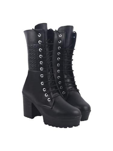 Bottes de combat épaisses avec semelle crantée en similicuir