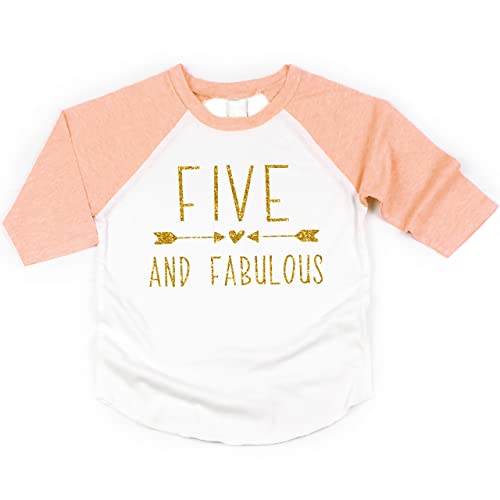 Bump and Beyond Designs Girl Fifth Birthday Shirt Five and Fabulous Shirt