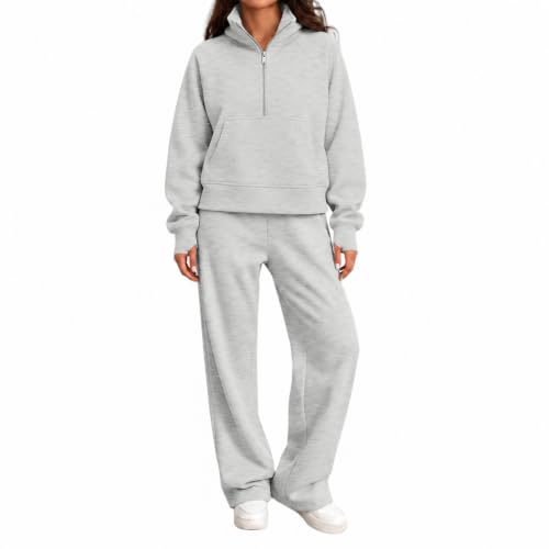 Women Jogging Suits 2 Piece Set Mockneck Fleece Stretchy Waist Sweatshirt - image 2