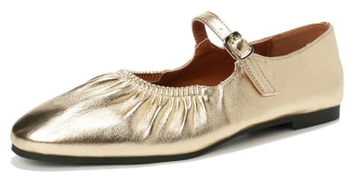 Niction PU Leather Flats for Women Trendy Fall Pointed Toe Flat Shoes Mary Jane Ballet Flats Shoes Casual Cute Comfortable Dressy Work Flat 2025