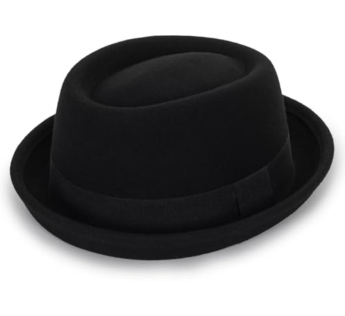 Image of Porkpie-Hat Boater-Fedora-for Men /Women - Classic Short Brim Church Derby Fedora-Hat(Szie:S-M)