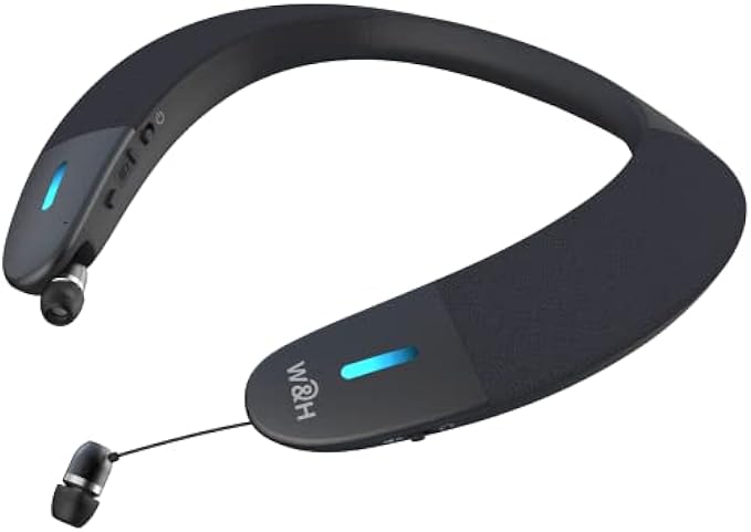 BeHear Proxy Neckband Bluetooth Speaker | Wearable, Portable, Lightweight, Hands Free & Wireless Neck Listener Device | Stereo Surround Sound System | Retractable Ear Buds Plugs | Hearing Amplifier