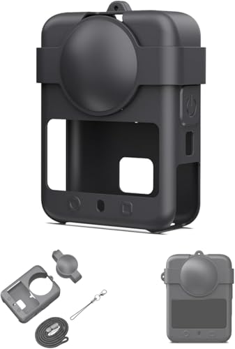 Image of M.G.R.J Soft Silicone Protective Case Cover for DJI Osmo 360 Action Camera, Camera Lens Cover Cap with Hand Strap (Black)