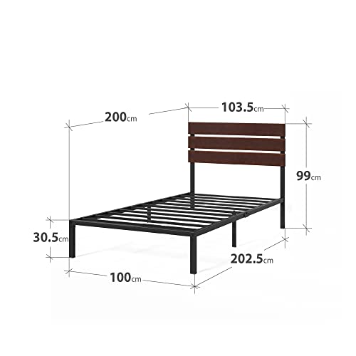 ZINUS Figari Nachhaltiger Plattformbettrahmen aus Bambus und Metall, 31 cm, mit Lamellen-Kopfteil | Stahllattenhalterung | Einfache Montage | 100 x 200 cm | Schönes Finish