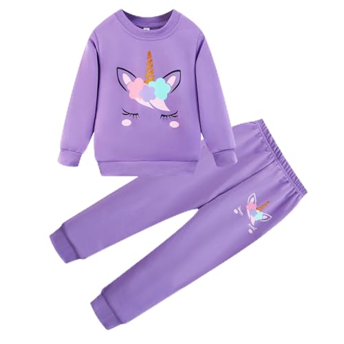 Image of RETSUGO Little Girls 2 Piece Clothing Sets Toddler Unicorn Sweatshirts and Leggings Cotton Fall Winter Casual Outfits 3-8T
