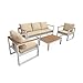 sweeek Salotto da Giardino in Legno di eucalipto e Alluminio 5 posti, Nazca, Bianco, 192x70x66 cm immagine