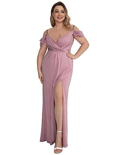 Ever-Pretty Womens V-Neck Off-Shoulder Maxi Plus Size Formal Dress for Evening Party Orchid US24