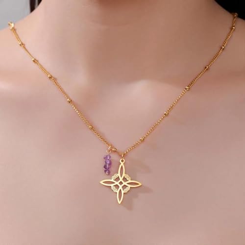Collier Nœud de Sorcière et Améthyste véritable avec chaîne ajustable - 3