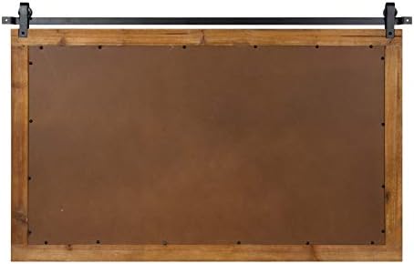 Kate and Laurel Cates Farmhouse Horizontal Wood Framed Wall Mirror, 40 x 26, Rustic Brown, Barn Door-Inspired Rustic Mirrors for Wall