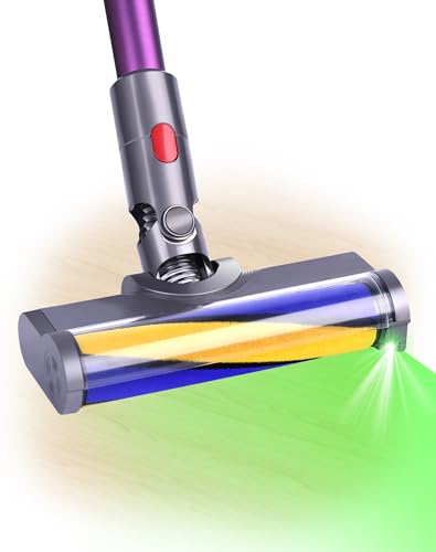 Cepillo Eléctrico para Dyson V15 V11 V10 V8 V7 – Cabezal de Cepillo con Luces LED Verdes, Cepillo Aspiradora de Repuesto con Rodillo Suave para Suelos Duros y Parquet