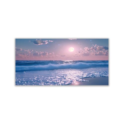 Paysage de Silver Beach poster mural bleu pour salon et bureau moderne 50x100