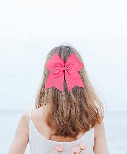 AMYDECOR 7 Inch Jumbo Solid Color Bows with Alligator Hair Clips For Girls and Women (Pink) - Thumbnail 6