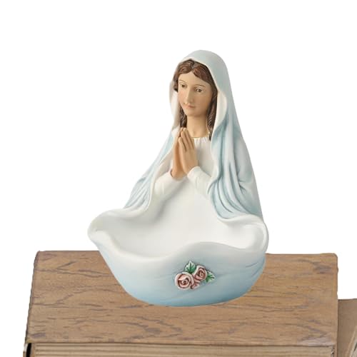 Estatua de María, escultura clásica católica de María, figura religiosa con soporte, icono de la Virgen Santísima para mujeres, hogar, familia, iglesia, decoración interior y exterior, exhibición port