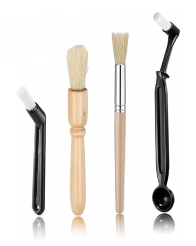 KGDUYC 4 PCS Cepillo de Limpieza Café, Cepillo de Molinillo de café Coffee Grinder Brush Juego de Limpieza Limpiador de Cepillo de Café Cepillo de Madera para Café para Máquina de café expreso