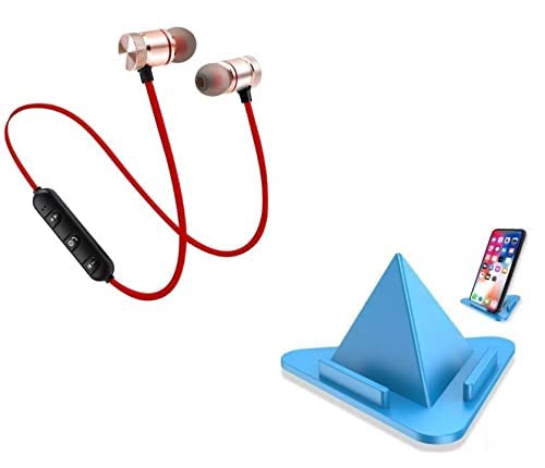 DUETMI Wireless Magnet Bluetooth Earphone Headphone with Mic, Sweatproof Sports Headset, for Running and Gym, Stereo Sound with Ergonomic (Black) & Mobile Holder Stand (B09RQYCK72) Amazon Price History, Amazon Price Tracker