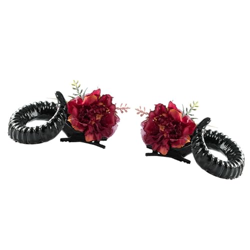 Sheep Horn Flower Hair Clip NonSlip Grip For Halloween Parties Cosplay Event And Festivals Unisex Goat Horn Hairpin For Kids