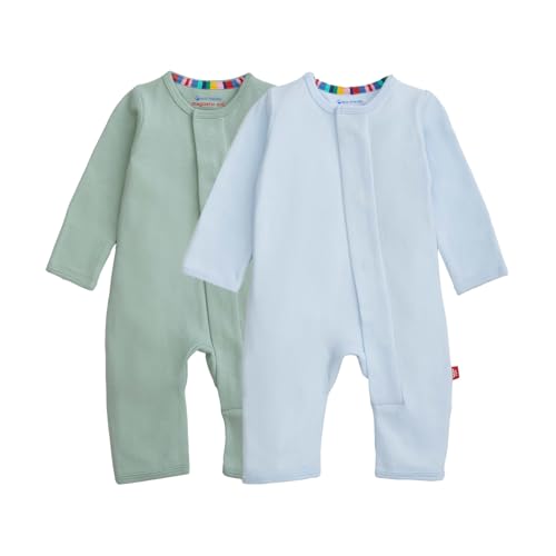 Image of Magnetic Me Grow With Me Convertible Coveralls | 100% Organic Cotton Magnetic Baby Coverall Pajamas 2-Pack
