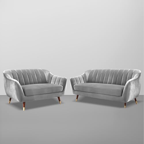 Image of Casaliving Anyse 3+2 Seater Sofa Set for Living Room (Dark Grey - Colour) Premium Fabric Sofa Set for Living Room 5 Seater Sofa