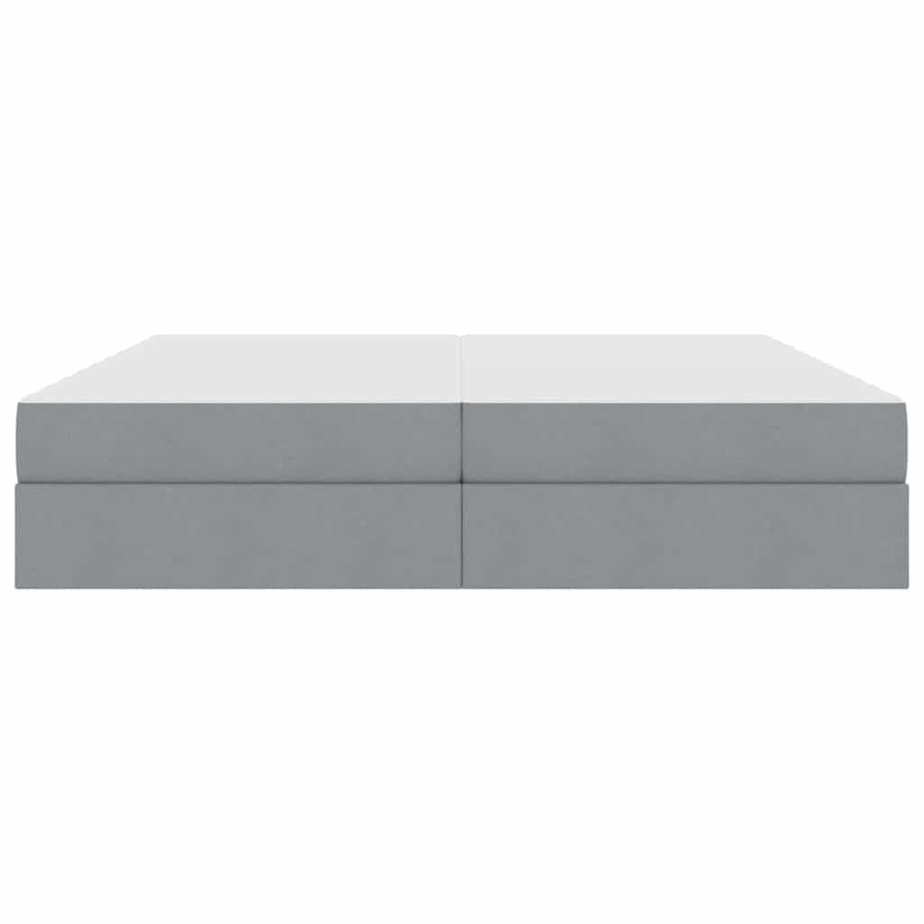 Cama de almacenamiento con colchón de 200 x 200 cm, cama tapizada con gran cajón, cama doble hidráulica, gris claro, marco de metal estable, incluye somier de láminas