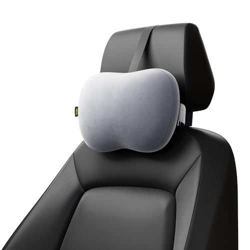 Image of Frido Mini Car Neck Pillow | Compact Ergonomic Memory Foam | Relieves Neck & Shoulder Strain | Ultrasoft Car Neck Rest Pillow for Comfortable Rides | Breathable Microfiber | Velvet Cover | (Grey)