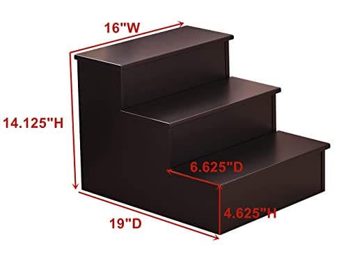 KB Designs - 3 Step Wood Step Stool for Adults or Kids, Dog Stairs, Cherry