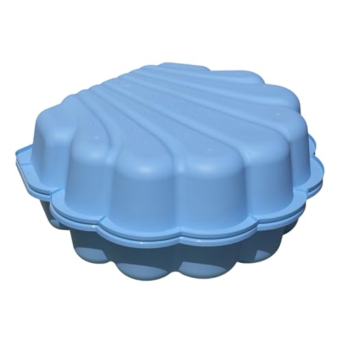 Wassermuschel Sandmuschel Sandkasten 2-teilig aus Kunststoff Muschel mit Deckel (hellblau mit Seesterne)