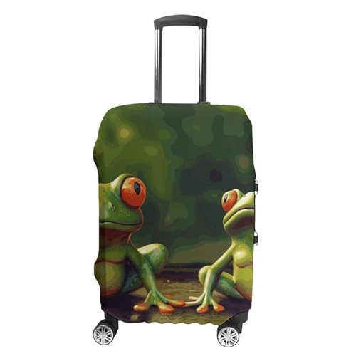Funny Green Frogs Printed Luggage Cover Protector, Fits 18-32 Inch Luggage
