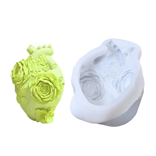 Moule à Bougie - Moules En Silicone Pour Savons - Moules Cœur Humain et Fleurs pour Résine Époxy, Artisanat de Plâtre, Décoration de Table Maison et Accessoires de Cuisson Chocolat