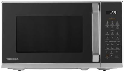 TOSHIBA Multifunktionale Mikrowelle in spiegelndem Schwarz&Sliber|20 Liter|800W|Digitale Solo-Klein Mikrowelle mit 11 Leistungsstufen|6 Automatikprogrammen|Express-Kochfunktion|Auf
