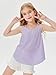 Girls Eyelet Flowy Tank Tops Cute Summer Spaghetti Strap Tops Kids Fashion Embroidery Sleeveless Shirts Purple