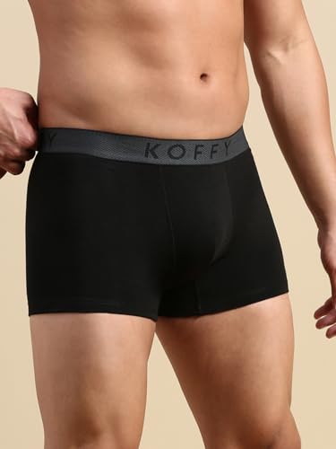 Image of KOFFY Men's Stretchable Cotton Lycra Long Trunk with C-Type Front Open | Wrinkle-Free | Ultra-Soft Elastic