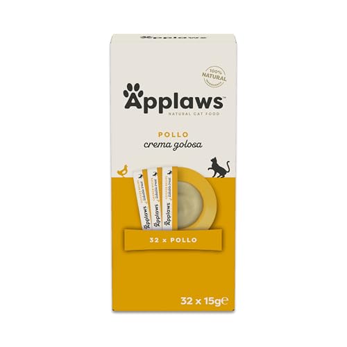 Applaws snack cremoso lickable senza cereali 100 % naturale al pollo per gatti e gattini, 32 × 15 g bustine