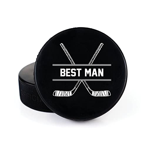 Buffalo Bottle Craft Groomsman Hockey Puck Gift for The Best Man Printed Puck - Official Size- Custom Wedding Hockey Puck Proposal Gift Ring Bearer, Officiant